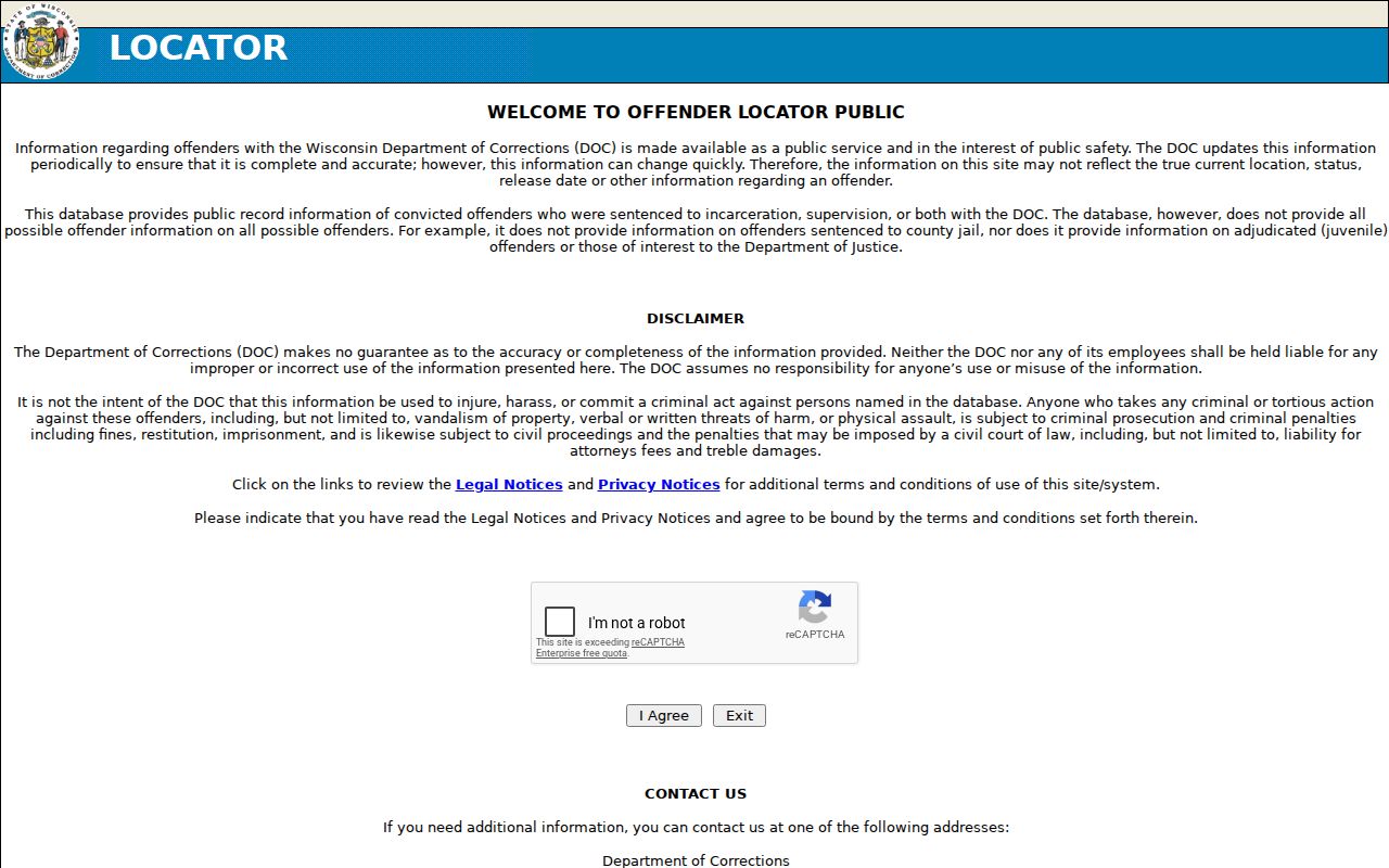 Dunn County arrest lookup Wisconsin DOC locator