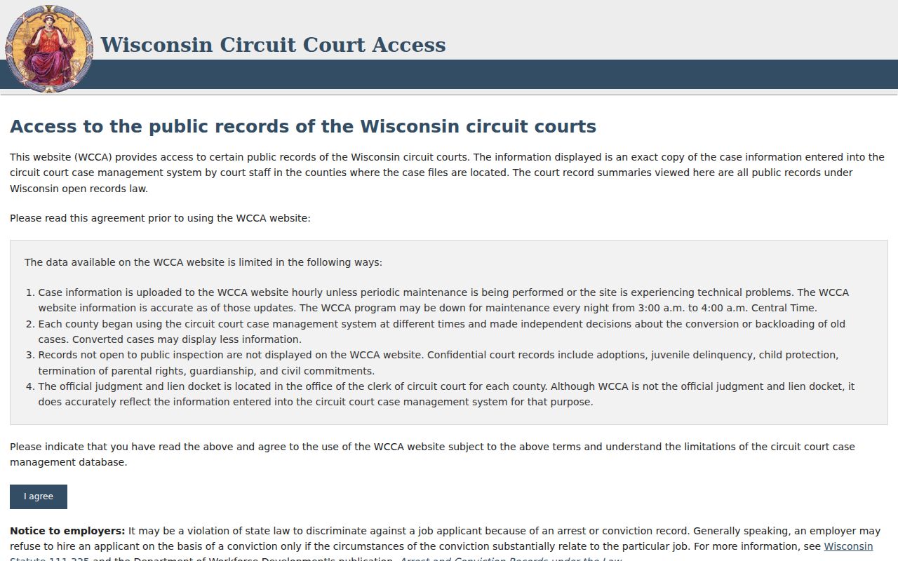 Dunn County criminal court cases WCCA search screen