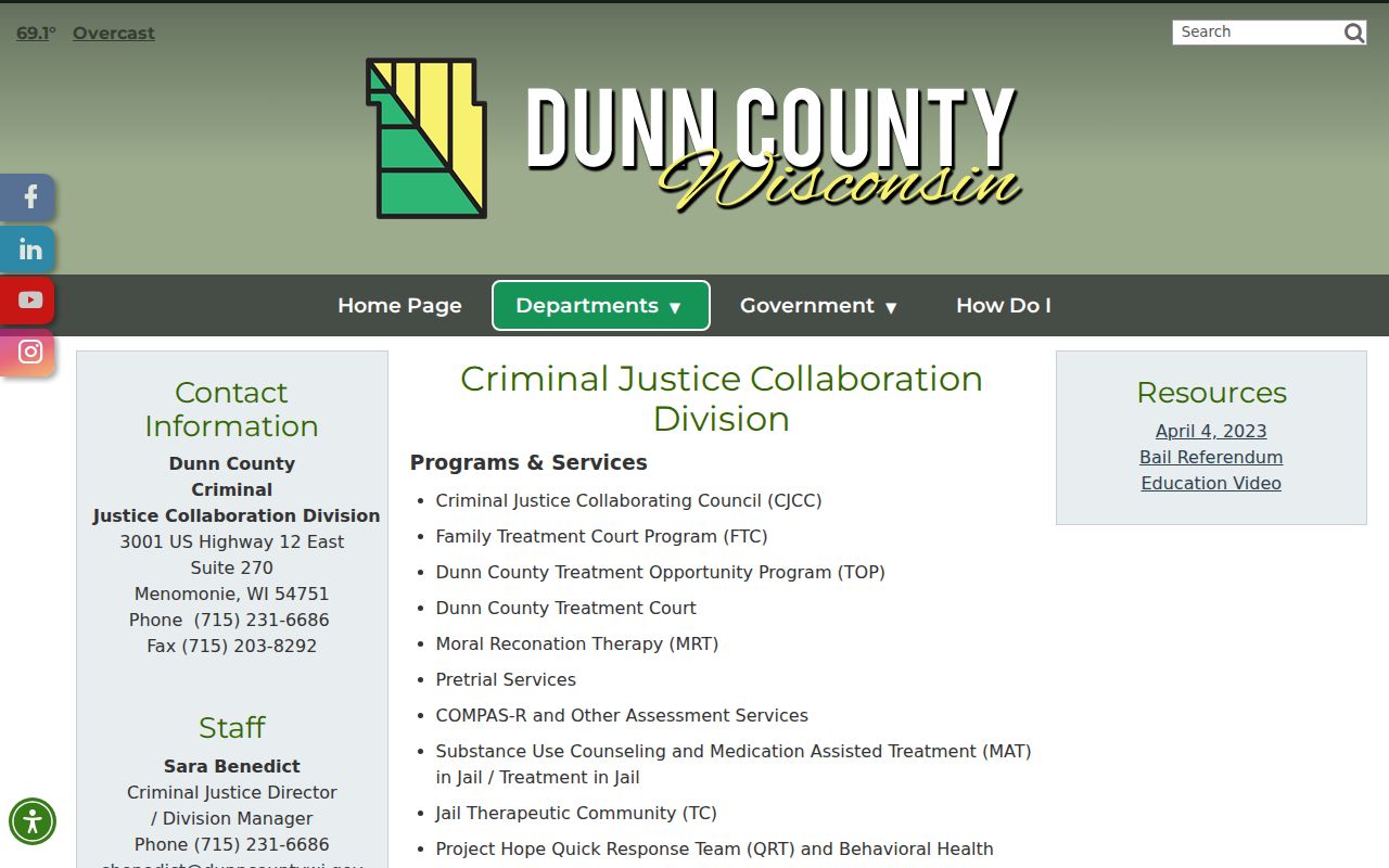 Dunn County criminal justice treatment court records program