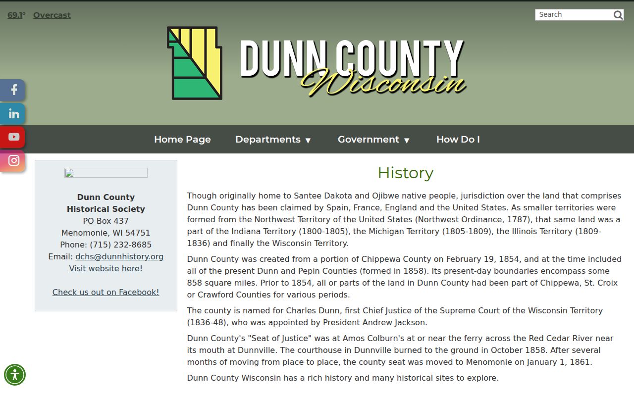 Dunn County history and modern criminal records geography