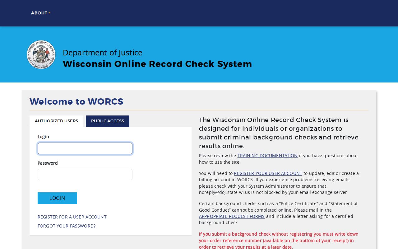 Dunn County criminal history search through Wisconsin WORCS