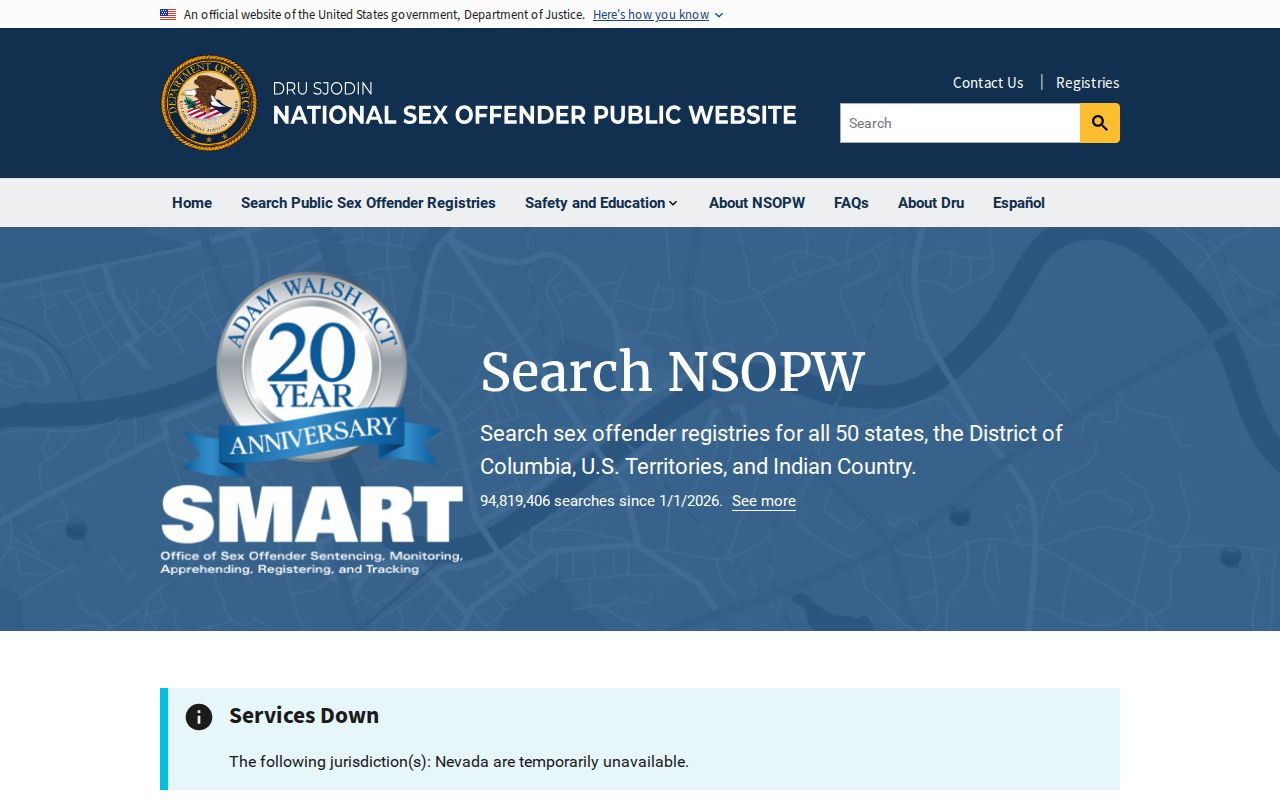 National Sex Offender Public Website used for cross-state searches near Dunn County